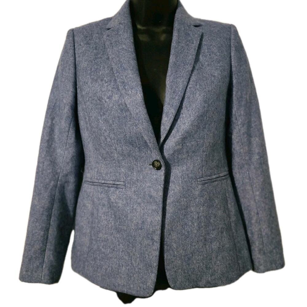 Women’s BANANA REPUBLIC Blue Heather Wool Blazer Italian Fabric Jacket SZ 00 P